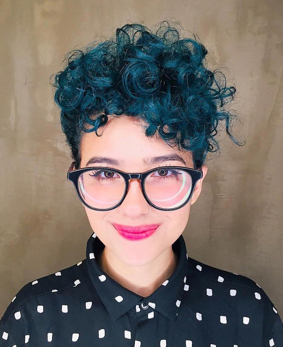 Curly Teal Pixie