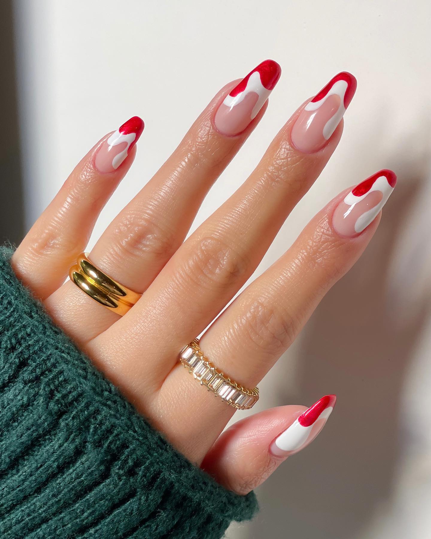 Rode en witte Franse nageltips