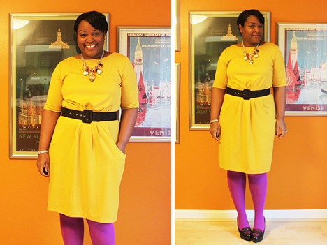 Een collagebeeld van een vrouw die gele jurk draagt, glimlachend