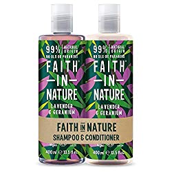 Geloof in de natuur Natuurlijke lavendel en geranium shampoo en conditioner