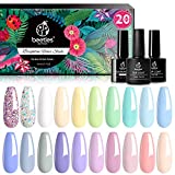 Kevers 20 Stks Gel Nagellak Kit, met Glossy &Matte Top Coat en Base Coat - Pastel Paradise...