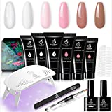 Kevers Poly Extension Gel Nail Kit, Clear Nail Builder Gel Pink Nude Poly Nail Enhancement Trial...